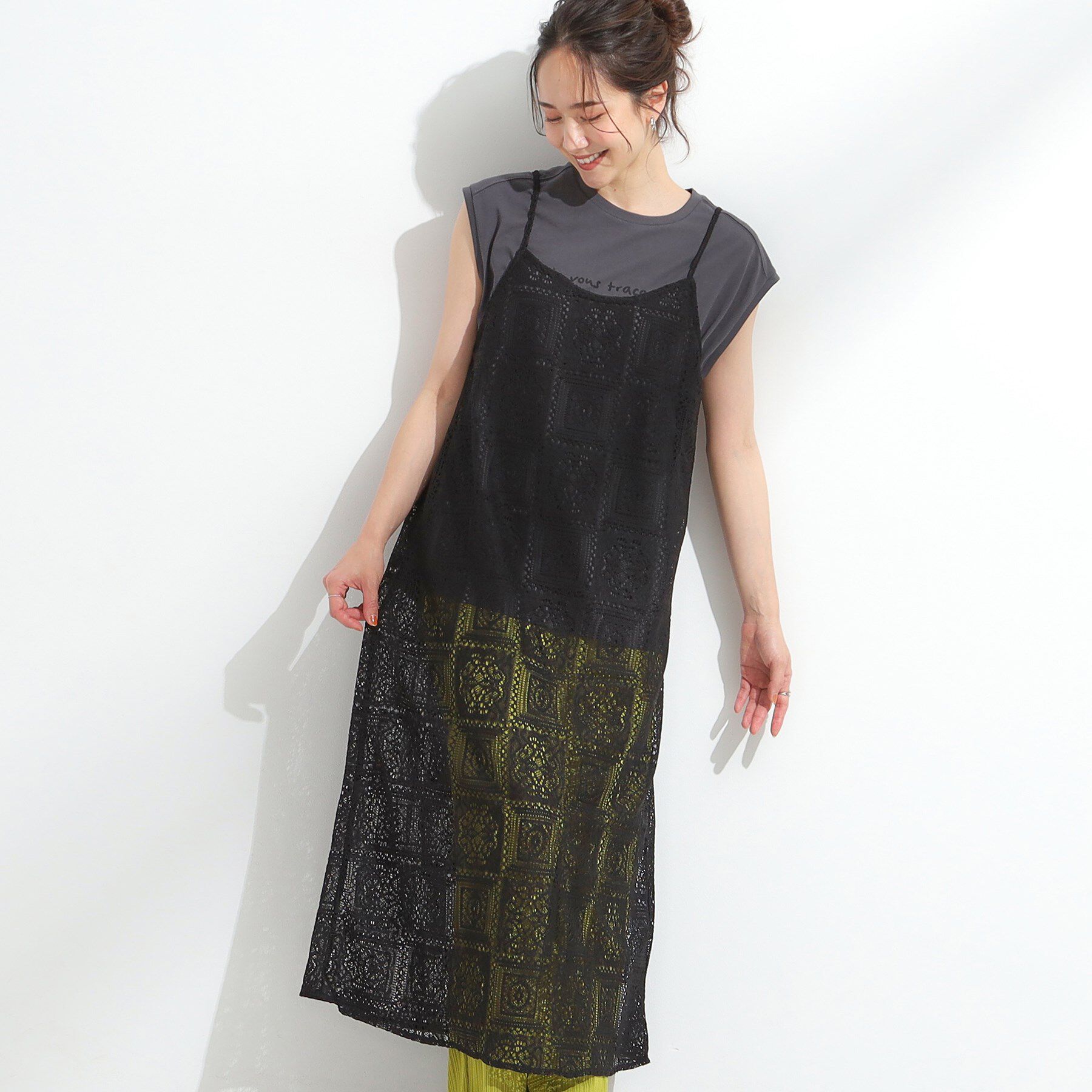 SHOO･LA･RUE「【S-LL】レースキャミワンピース」|ワンピース|ブラック(019)