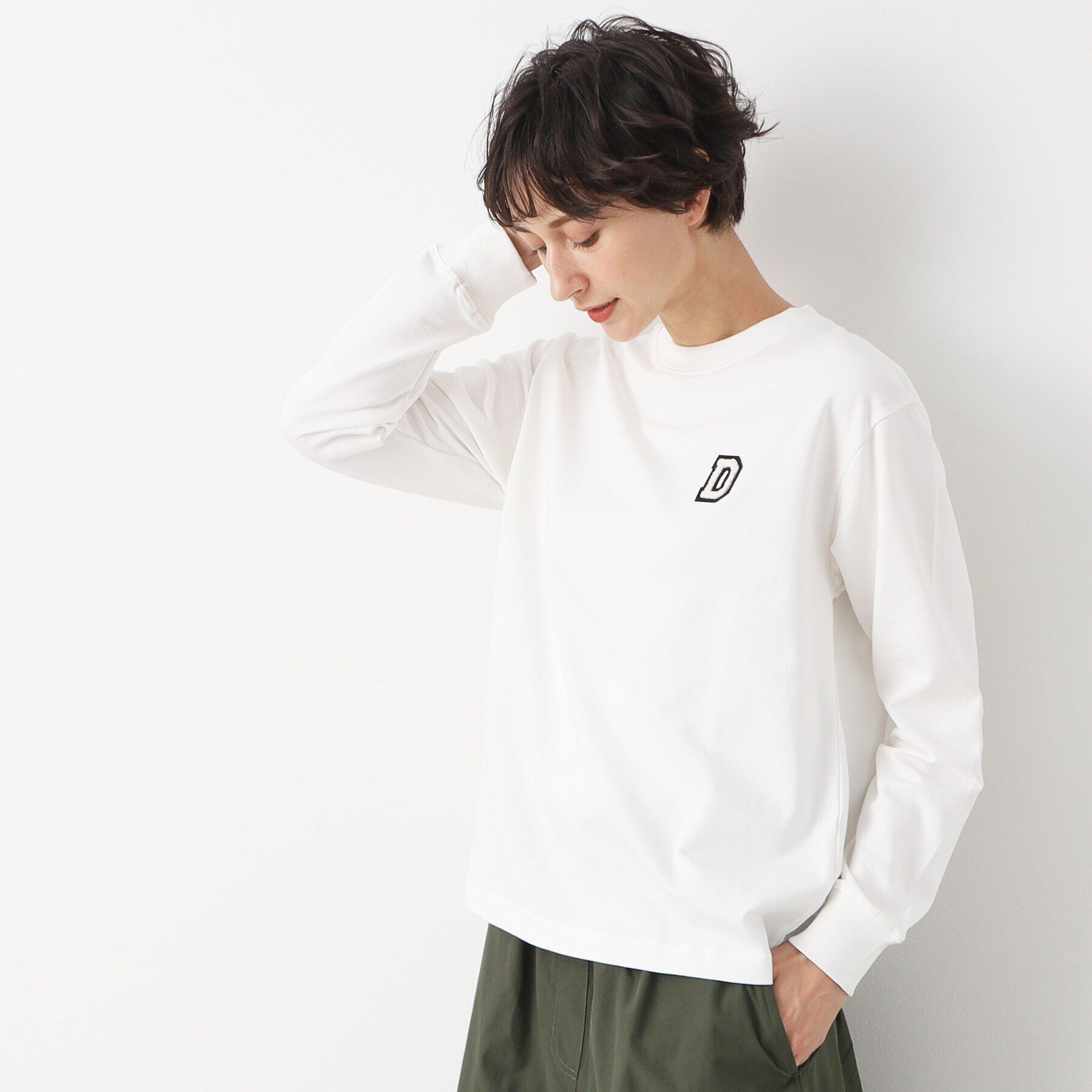 Dessin「【ユニセックス・洗える】ミニ裏毛ロンT」|Tシャツ・カットソー|ホワイト(002)