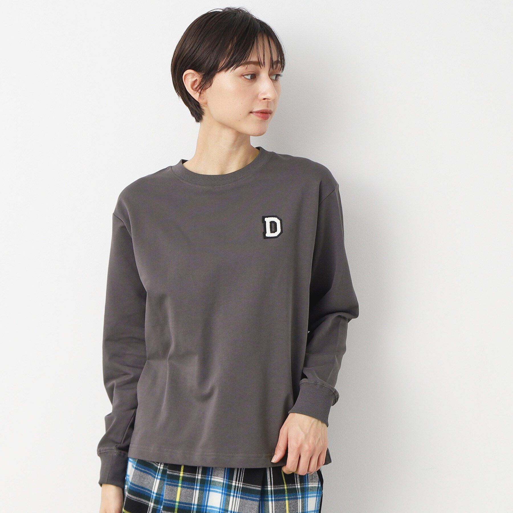 Dessin「【ユニセックス・洗える】ミニ裏毛ロンT」|Tシャツ・カットソー|チャコールグレー(0