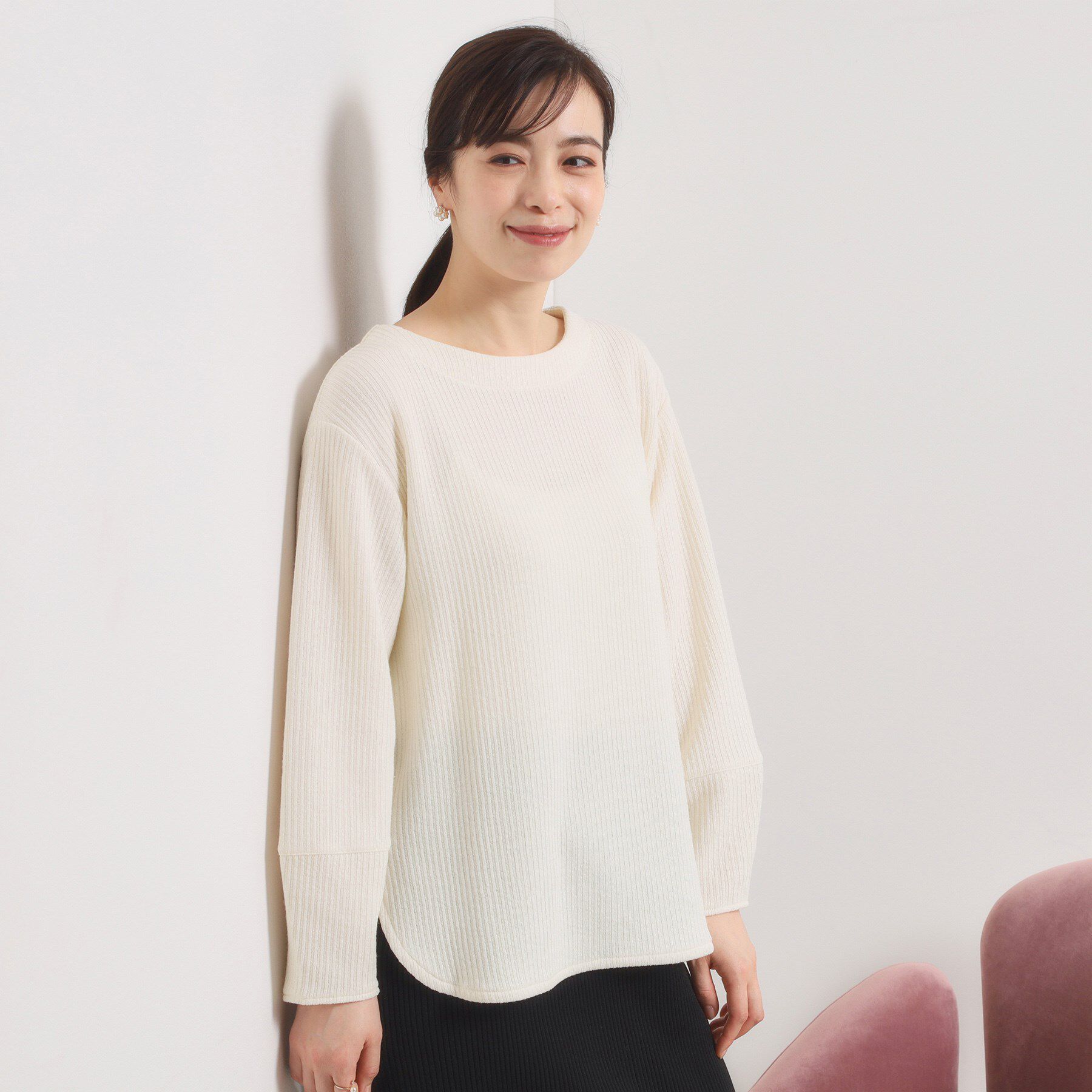 ITS&rsquo;DEMO「【洗濯機OK】ラウンドヘム起毛リブプルオーバー」|Tシャツ・カットソー|