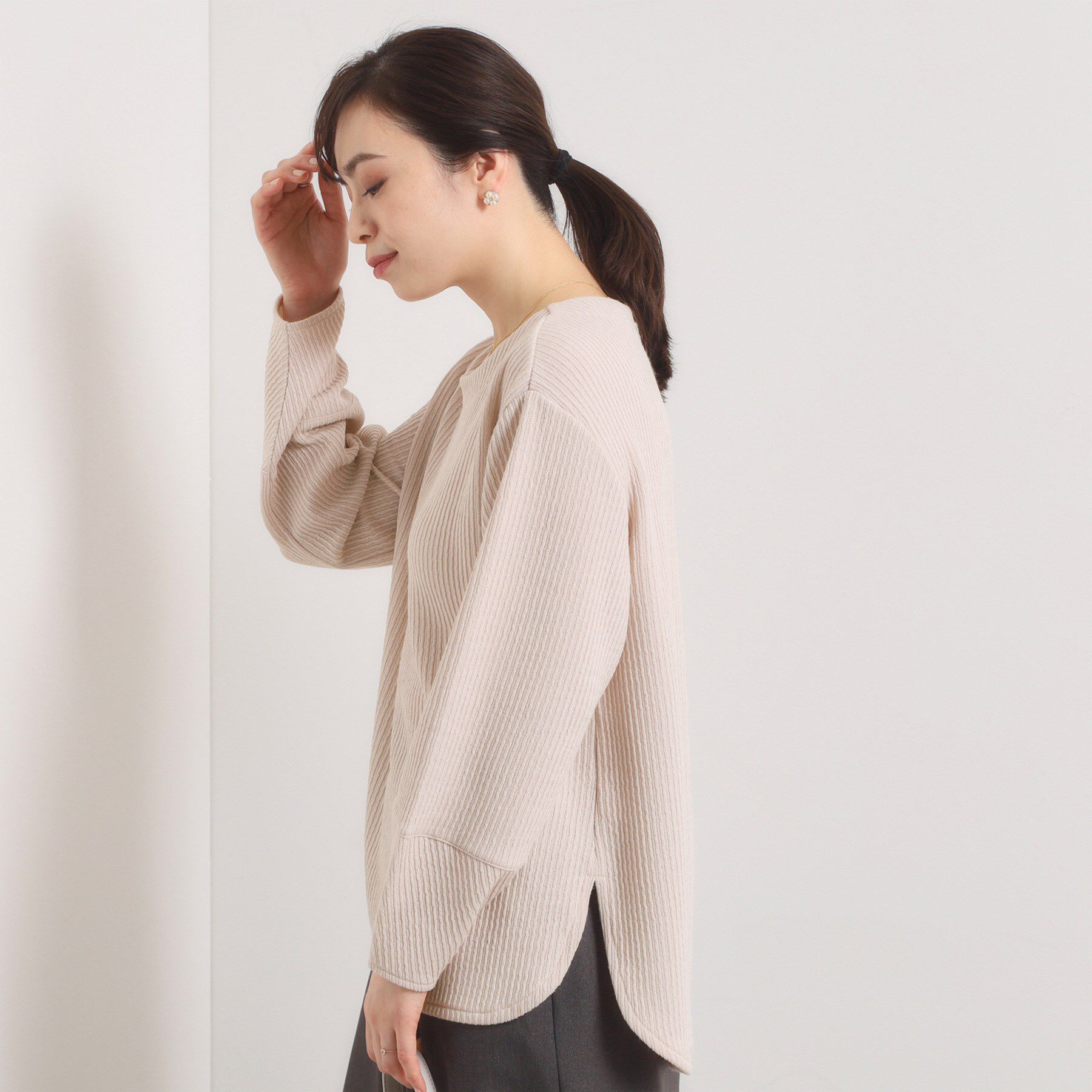 ITS&rsquo;DEMO「【洗濯機OK】ラウンドヘム起毛リブプルオーバー」|Tシャツ・カットソー|