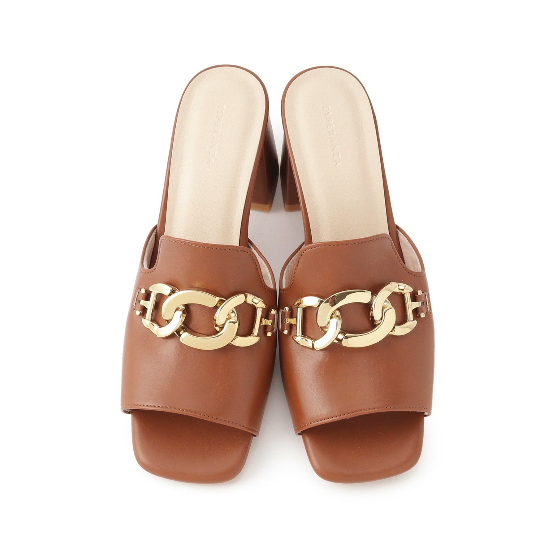 ESPERANZA「チェーン付きブロックヒールミュールサンダル」|サンダル|