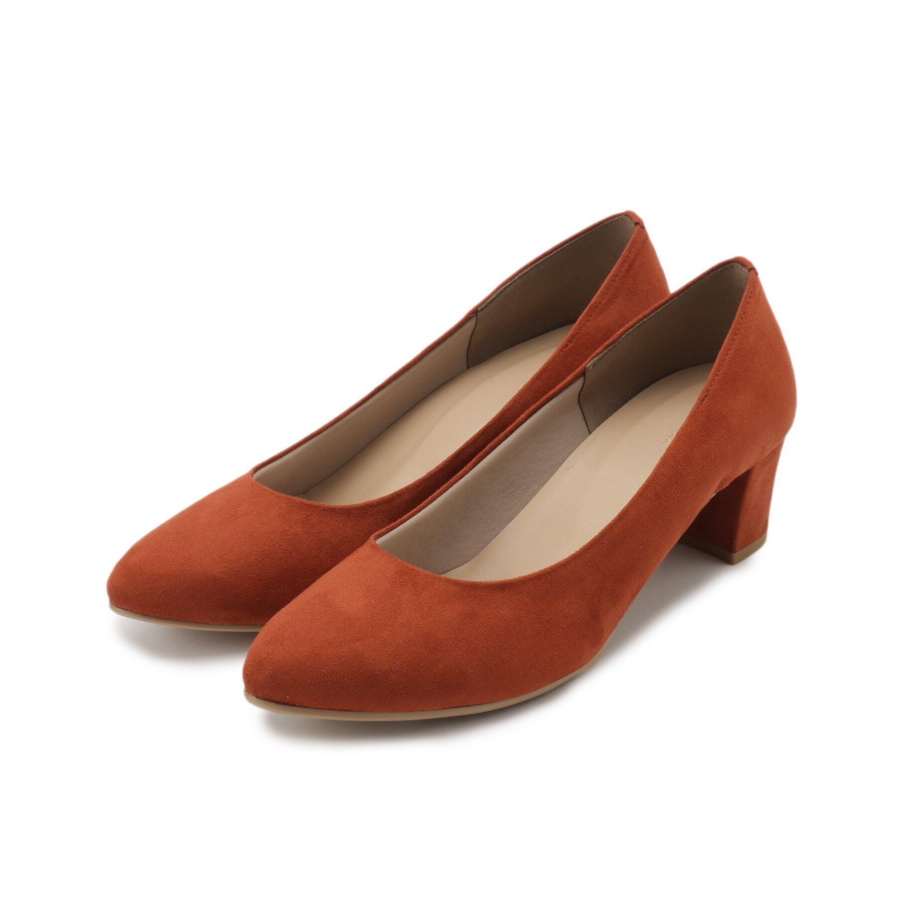 ESPERANZA「ブロックヒールアーモンドトゥパンプス」|パンプス|オレンジ(167)