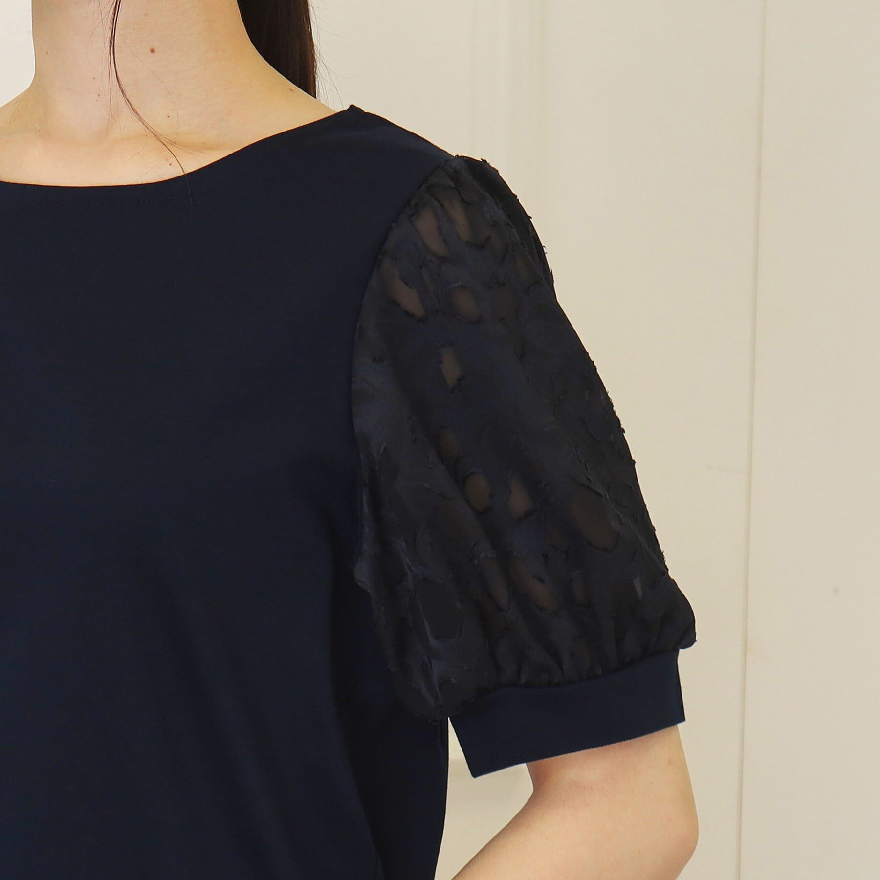 SunaUna「【接触冷感／袖ジャカード】レースドッキングプルオーバー」|Tシャツ・カットソー|