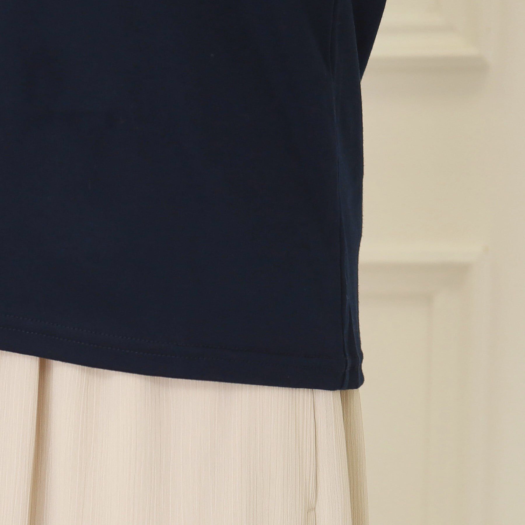 SunaUna「【接触冷感／袖ジャカード】レースドッキングプルオーバー」|Tシャツ・カットソー|