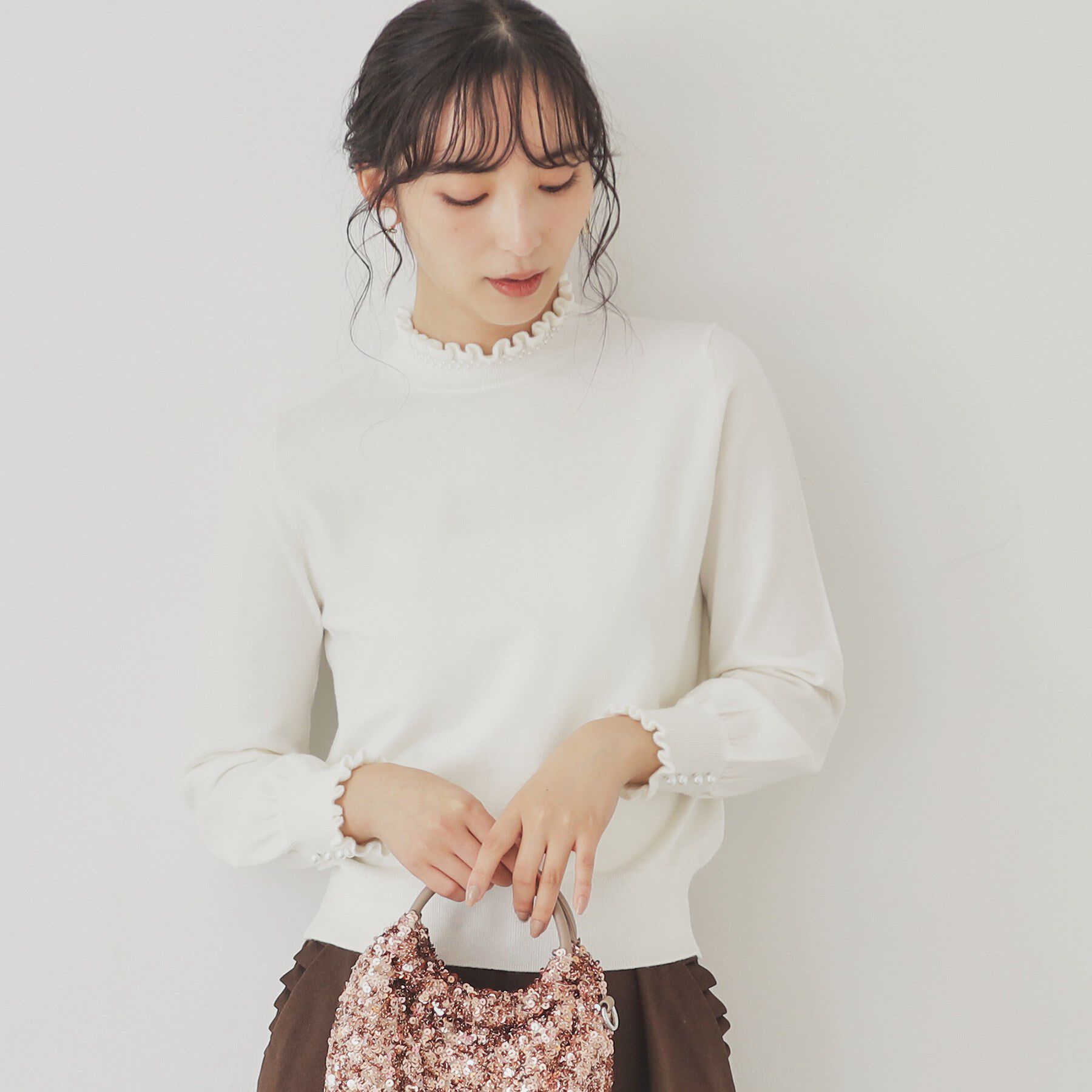 SunaUna「【SS～Lサイズ展開／6色展開】パール調プチクラフトニット」|ニット・セーター|