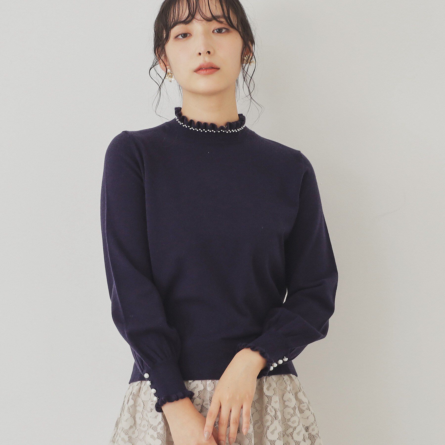 SunaUna「【SS～Lサイズ展開／6色展開】パール調プチクラフトニット」|ニット・セーター|