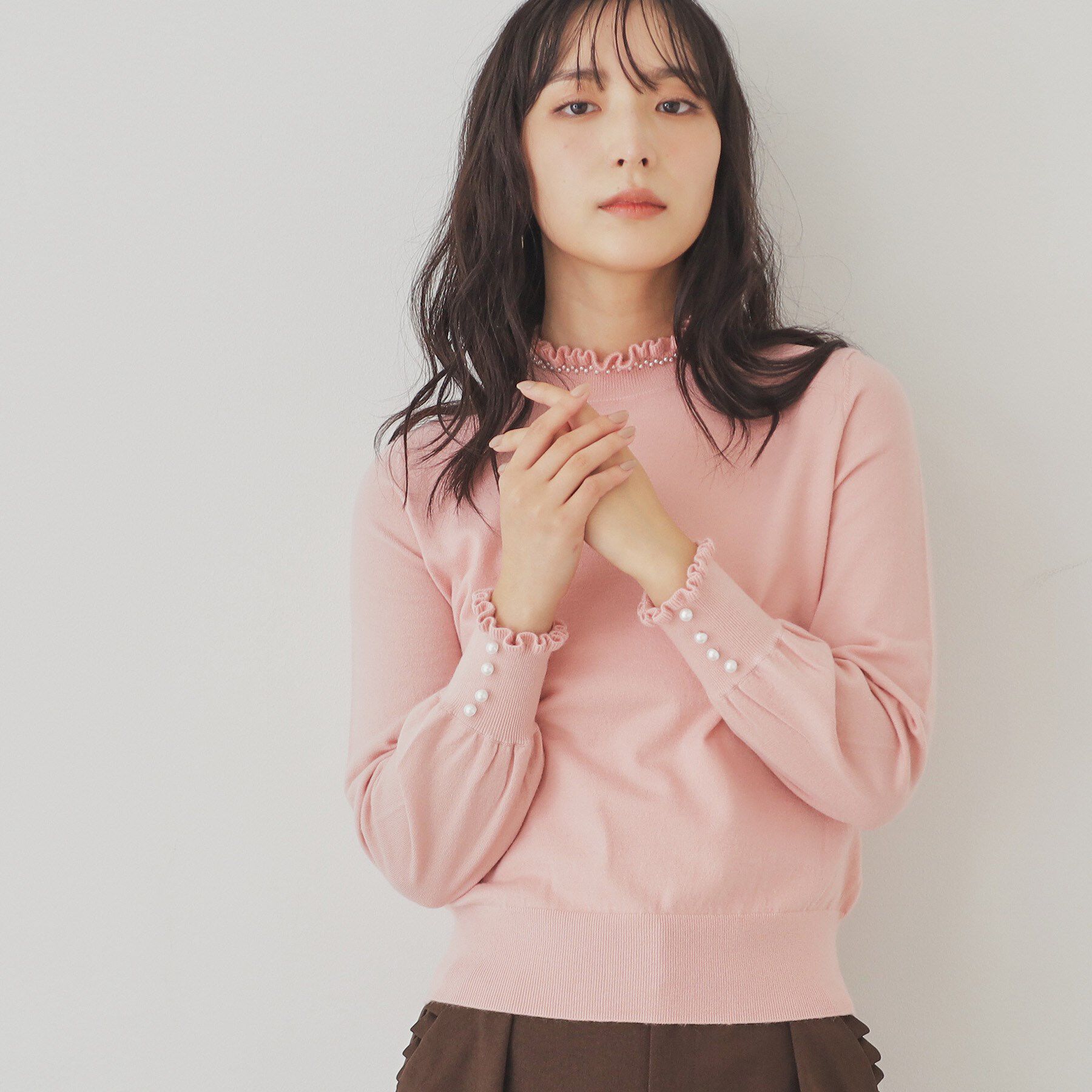 SunaUna「【SS～Lサイズ展開／6色展開】パール調プチクラフトニット」|ニット・セーター|ピンク(071)