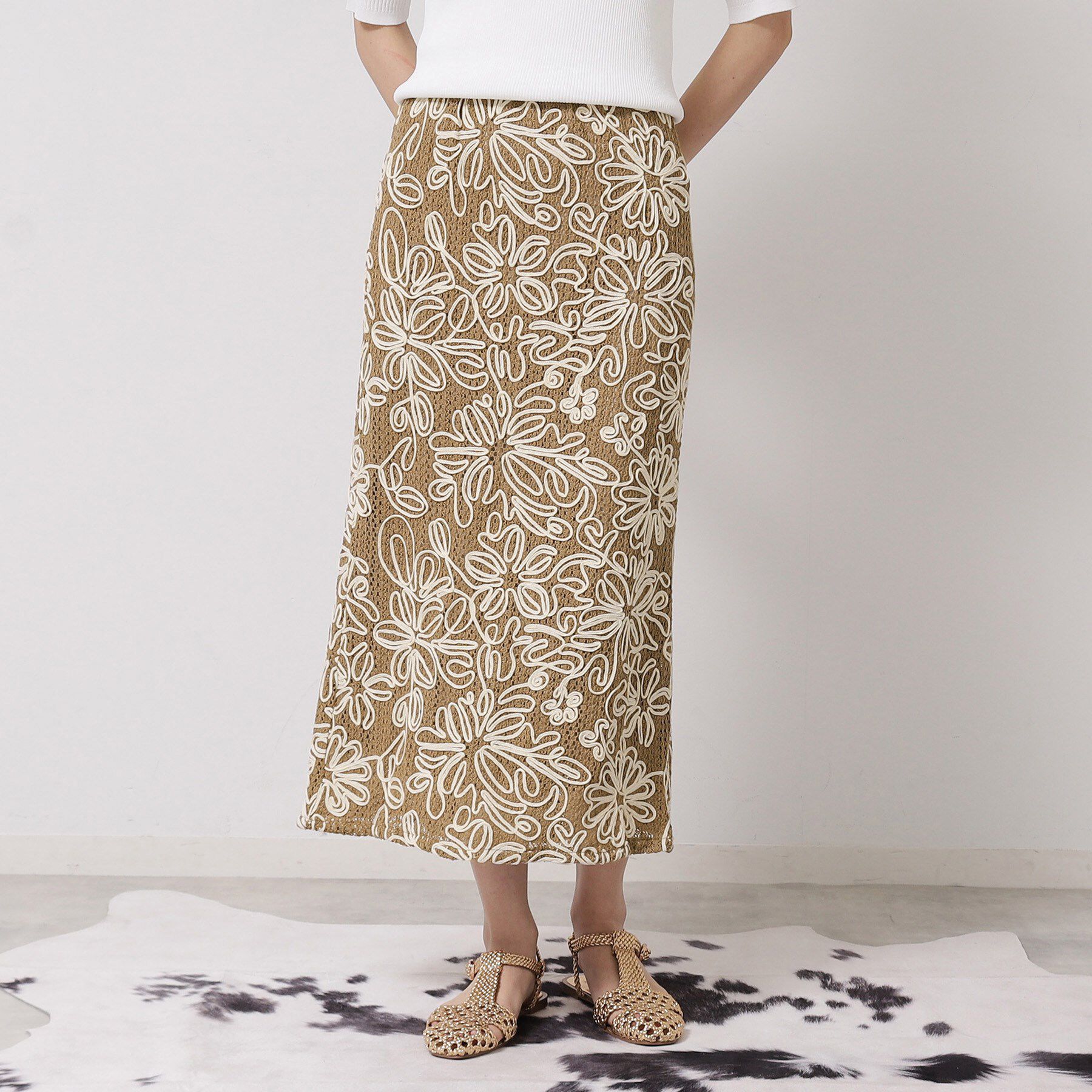 SunaUna「【ウエスト総ゴム／コードレース】マーメイドスカート」|スカート|ピンクベージュ(05