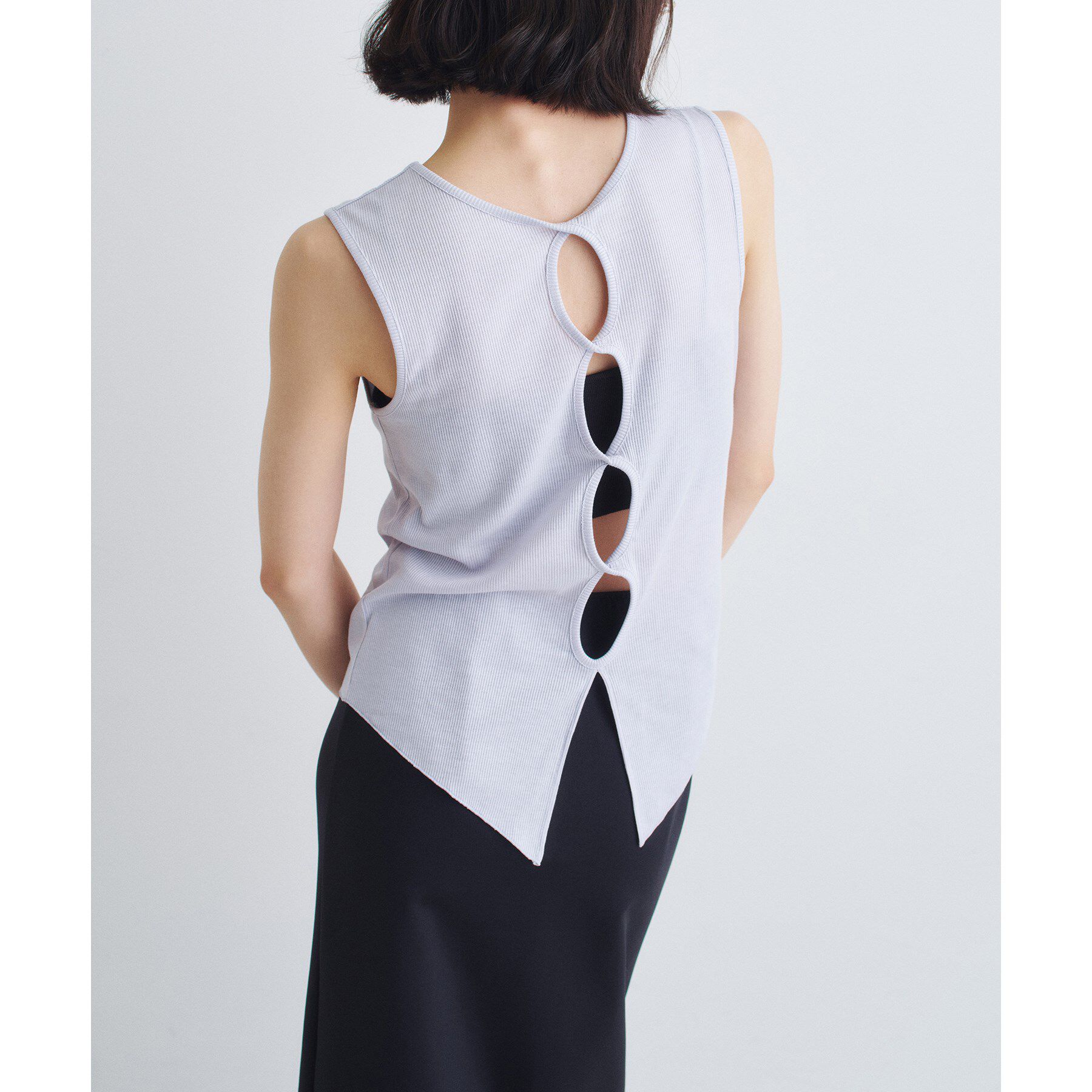 CODE A「twist sheer rib tops」|Tシャツ・カットソー|ブルー(091)