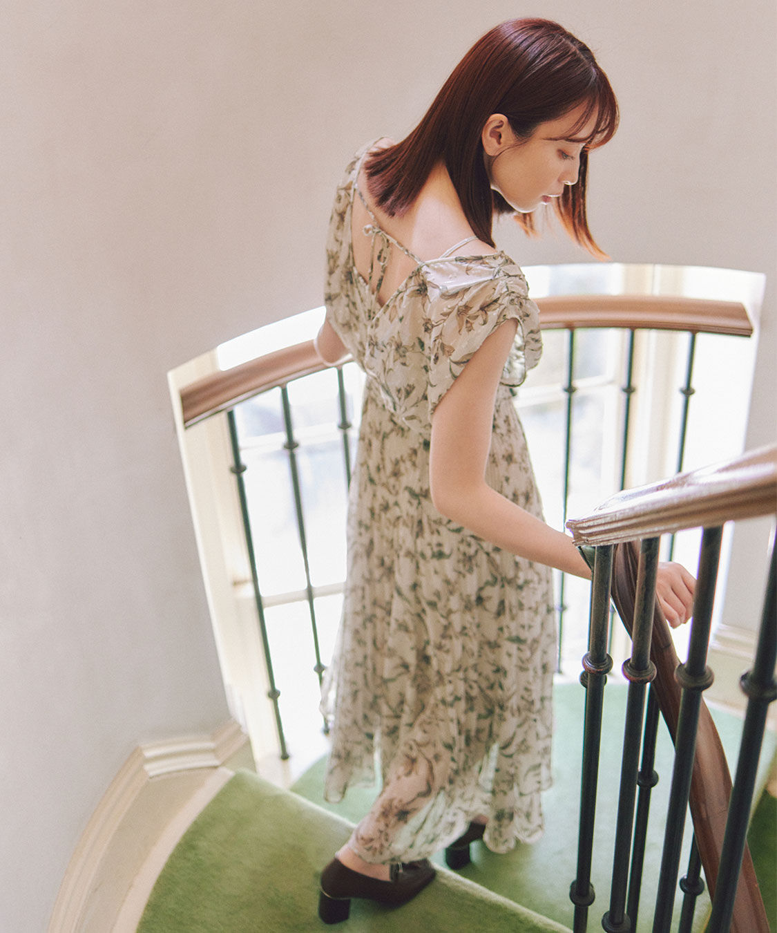 COCO DEAL「ショルダーギャザーフラワープリントワンピース」|ワンピース|