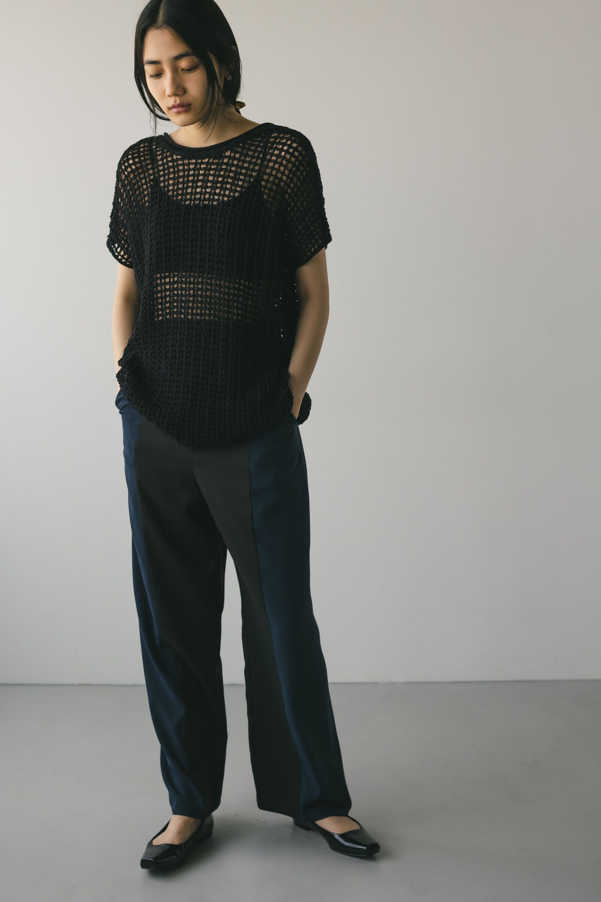 STYLEMIXER「2WAYクロシェニット」|ニット・セーター|BLK