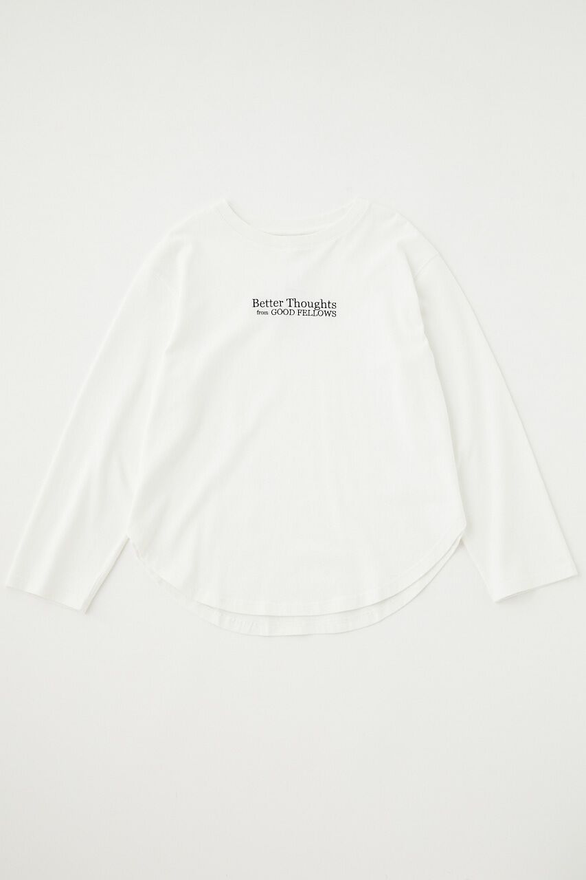 MOUSSY「EMBROIDERY ROUND HEM L／S トップス」|Tシャツ・カットソー|O/WHT1