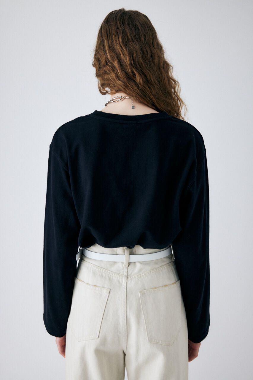 MOUSSY「EMBROIDERY ROUND HEM L／S トップス」|Tシャツ・カットソー|