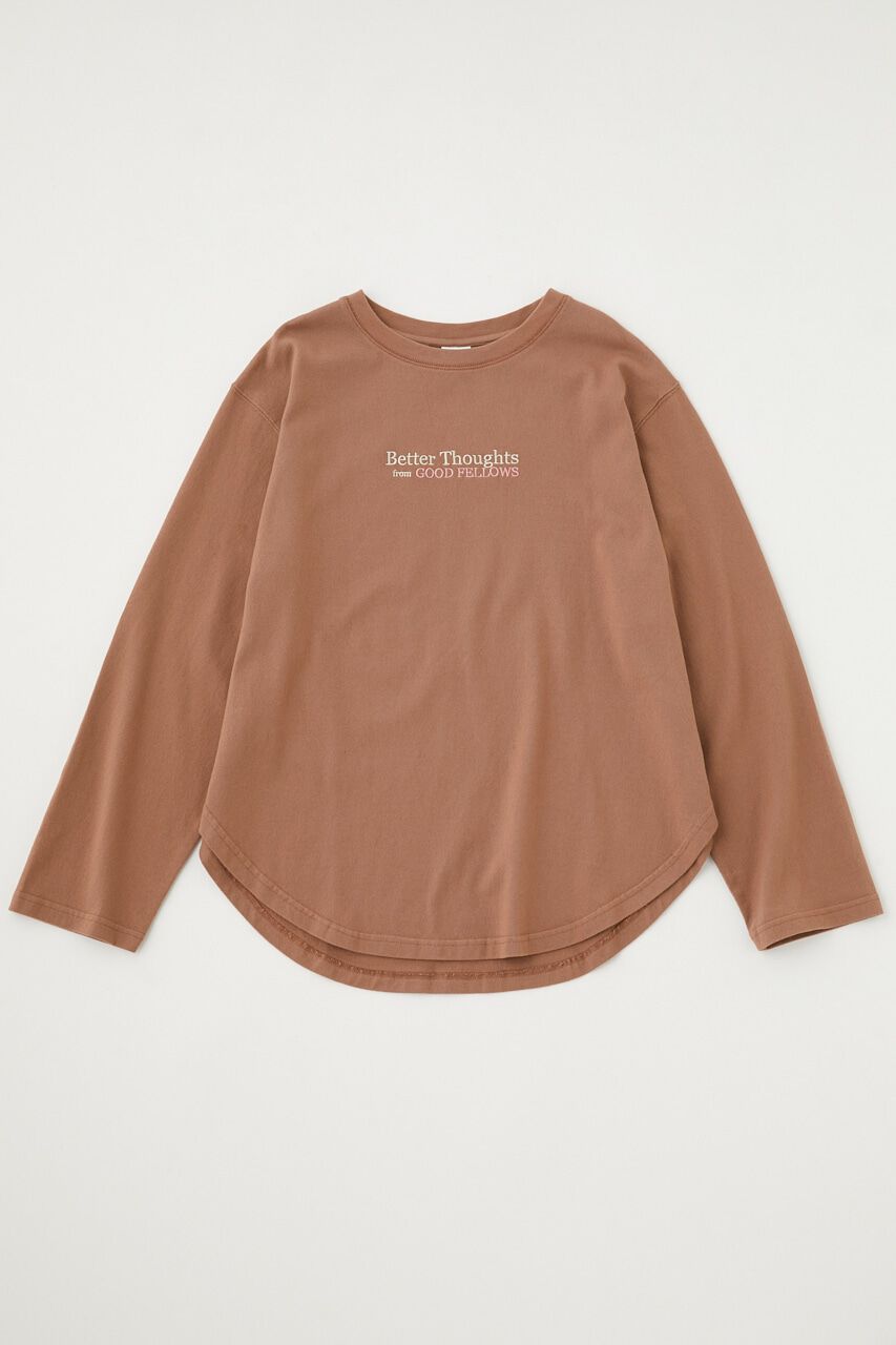 MOUSSY「EMBROIDERY ROUND HEM L／S トップス」|Tシャツ・カットソー|BRN