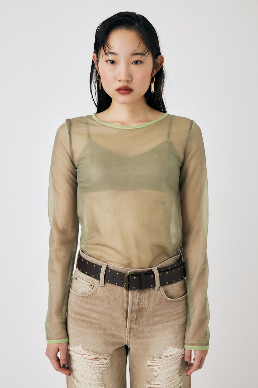 MOUSSY「REVERSIBLE GLITTER SHEER トップス」|Tシャツ・カットソー|