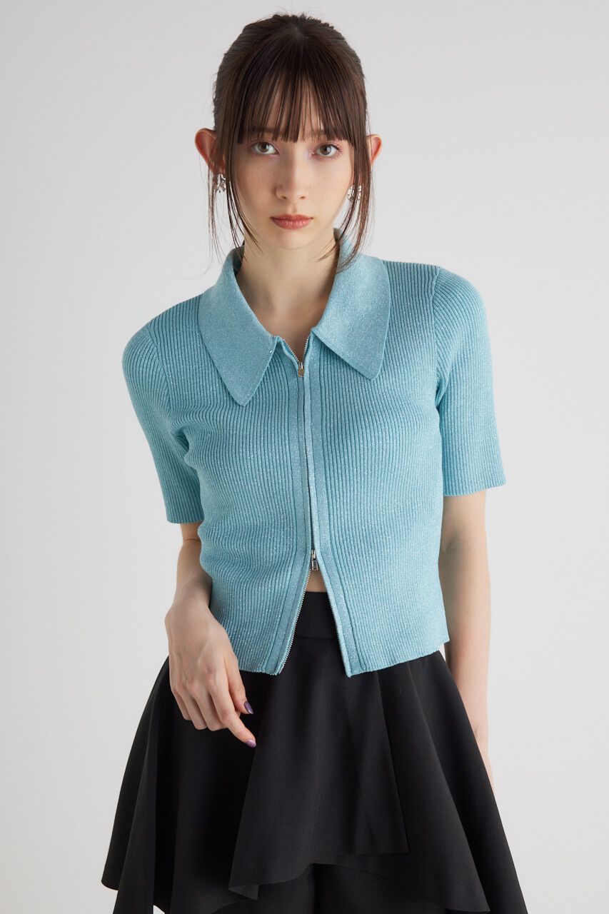rienda「ZIPシャツKnit TOP」|ニット・セーター|BLU