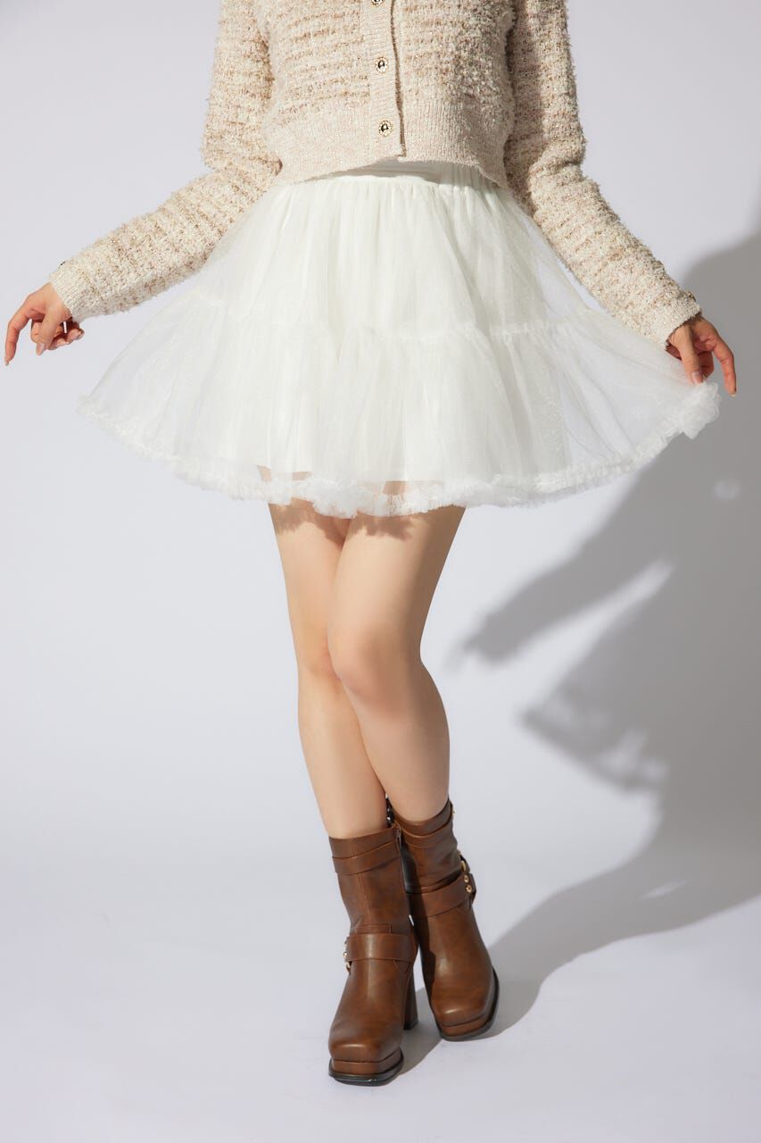 rienda「ボリュームチュールミニスコートショートパンツ」|その他|