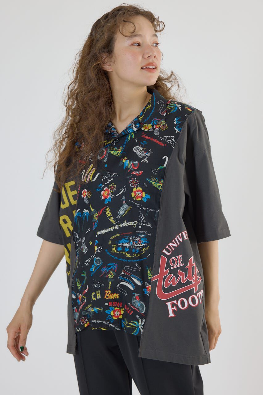 RODEO CROWNS「ドッキングアロハビッグシャツ」|シャツ・ブラウス|柄BLK5