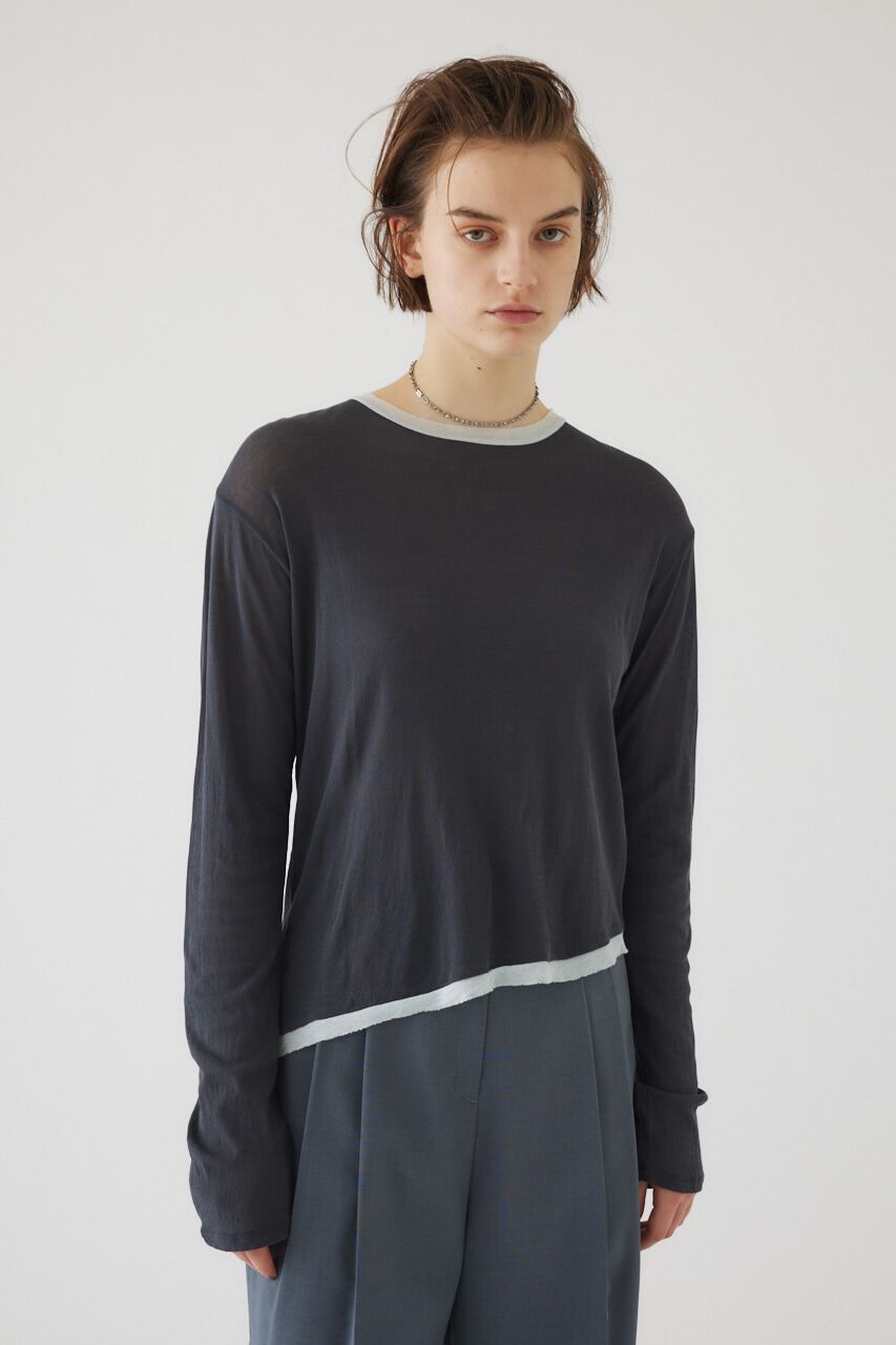 RIM.ARK 「Cotton diagonal cut tops」|Tシャツ・カットソー|GRY