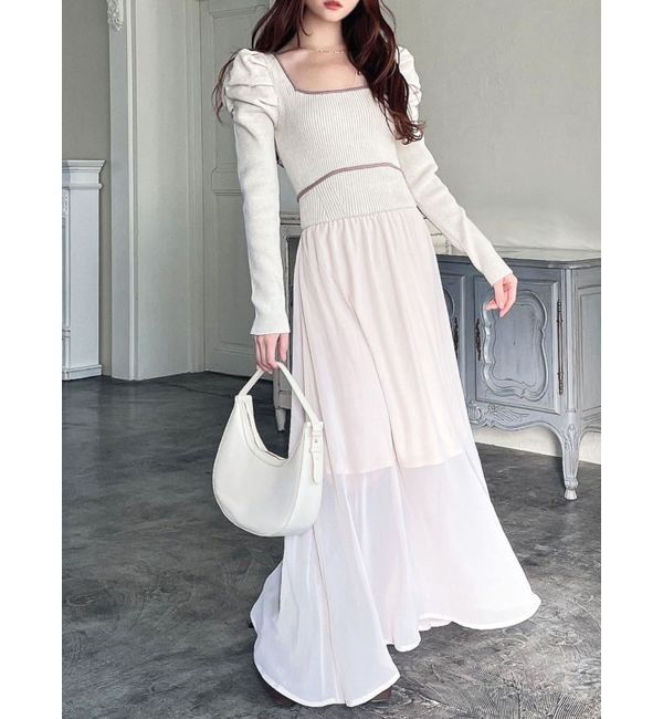 RESEXXY「ドッキングフレアニットワンピース」|ワンピース|アイボリー