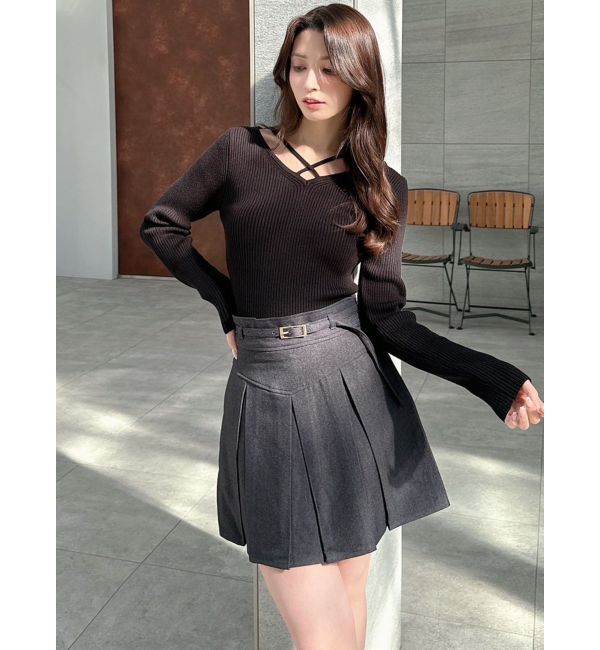 RESEXXY「デコルテクロスニットトップス」|ニット・セーター|