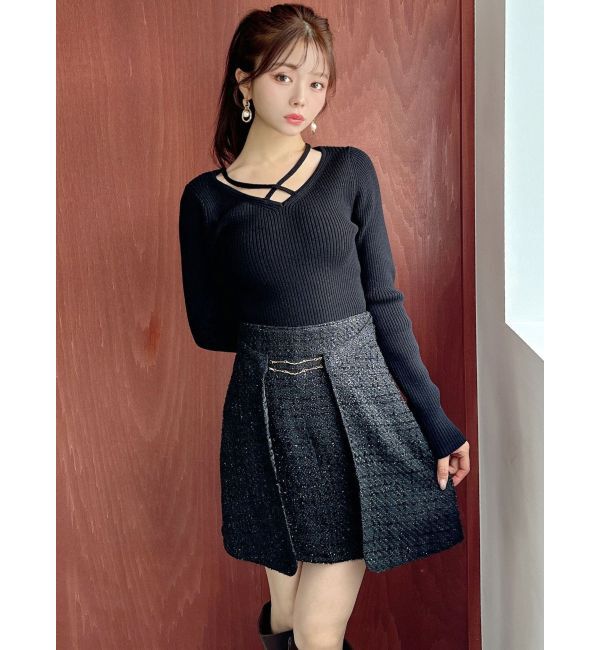 RESEXXY「デコルテクロスニットトップス」|ニット・セーター|