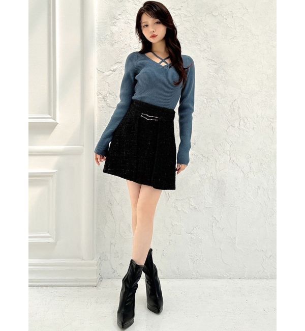 RESEXXY「デコルテクロスニットトップス」|ニット・セーター|