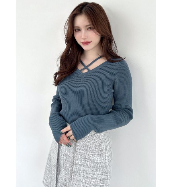 RESEXXY「デコルテクロスニットトップス」|ニット・セーター|