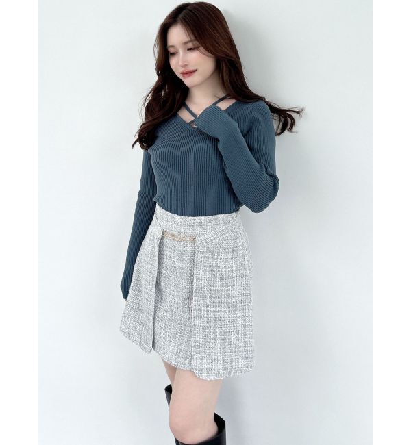 RESEXXY「デコルテクロスニットトップス」|ニット・セーター|