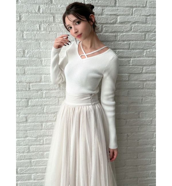 RESEXXY「デコルテクロスニットトップス」|ニット・セーター|