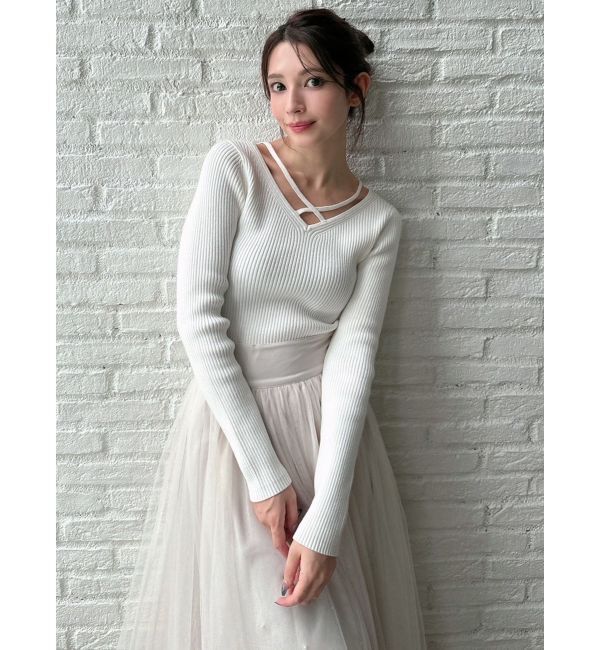 RESEXXY「デコルテクロスニットトップス」|ニット・セーター|