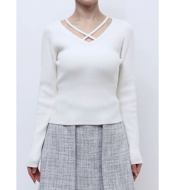 RESEXXY「デコルテクロスニットトップス」|ニット・セーター|