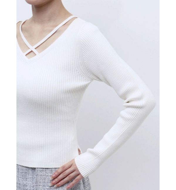 RESEXXY「デコルテクロスニットトップス」|ニット・セーター|