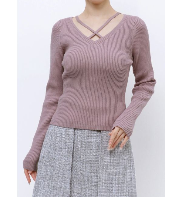 RESEXXY「デコルテクロスニットトップス」|ニット・セーター|