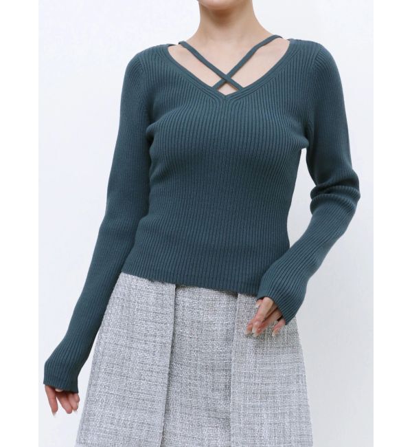 RESEXXY「デコルテクロスニットトップス」|ニット・セーター|