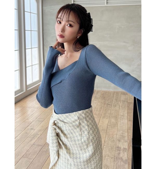 RESEXXY「アシンメトリーリブニットトップス」|ニット・セーター|