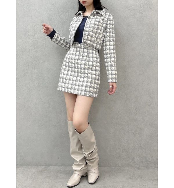 dazzlin「【SETUP】ショートタイトマテリアルジャケット※セットアップ対応」|ライダースジャケット|