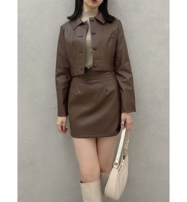 dazzlin「【SETUP】ショートタイトマテリアルジャケット※セットアップ対応」|ライダースジャケット|