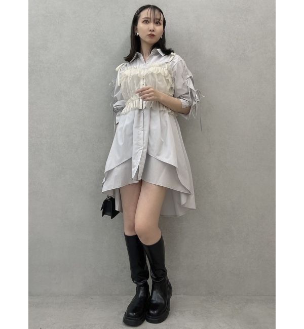 dazzlin「シャツイレフレアミニワンピース」|ワンピース|
