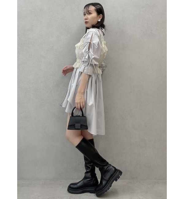 dazzlin「シャツイレフレアミニワンピース」|ワンピース|