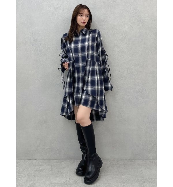 dazzlin「シャツイレフレアミニワンピース」|ワンピース|