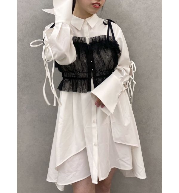 dazzlin「シャツイレフレアミニワンピース」|ワンピース|