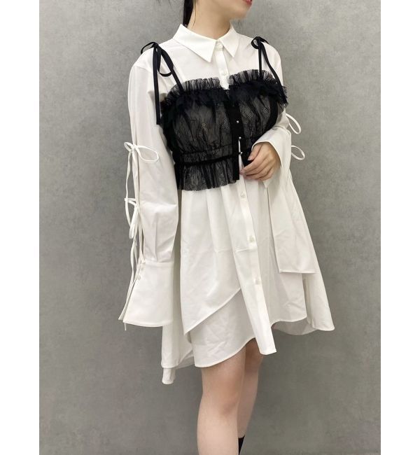 dazzlin「シャツイレフレアミニワンピース」|ワンピース|