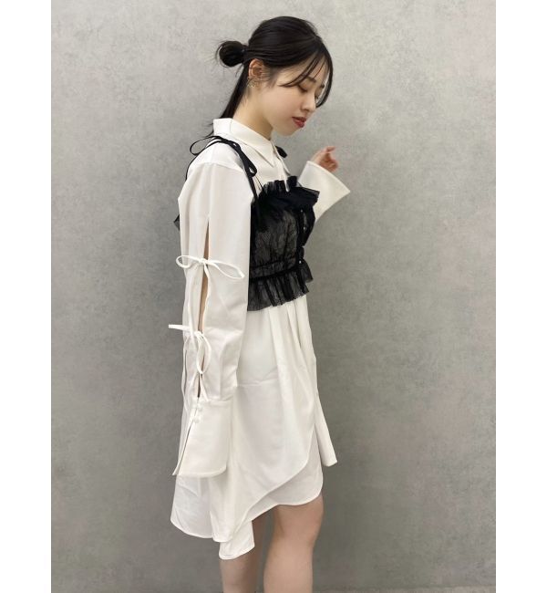 dazzlin「シャツイレフレアミニワンピース」|ワンピース|