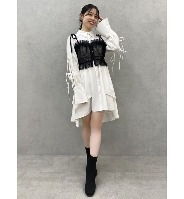 dazzlin「シャツイレフレアミニワンピース」|ワンピース|