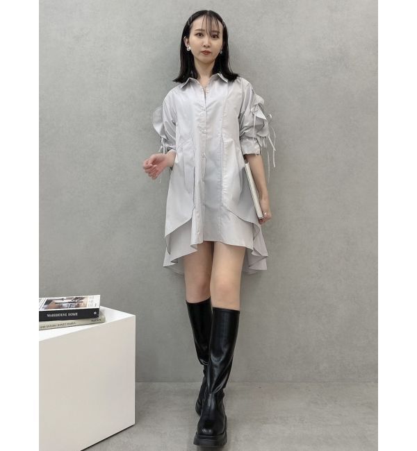 dazzlin「シャツイレフレアミニワンピース」|ワンピース|