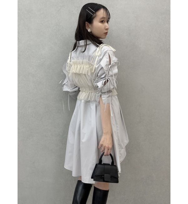 dazzlin「シャツイレフレアミニワンピース」|ワンピース|