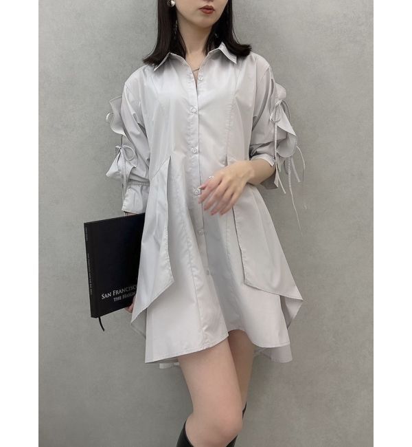 dazzlin「シャツイレフレアミニワンピース」|ワンピース|グレー