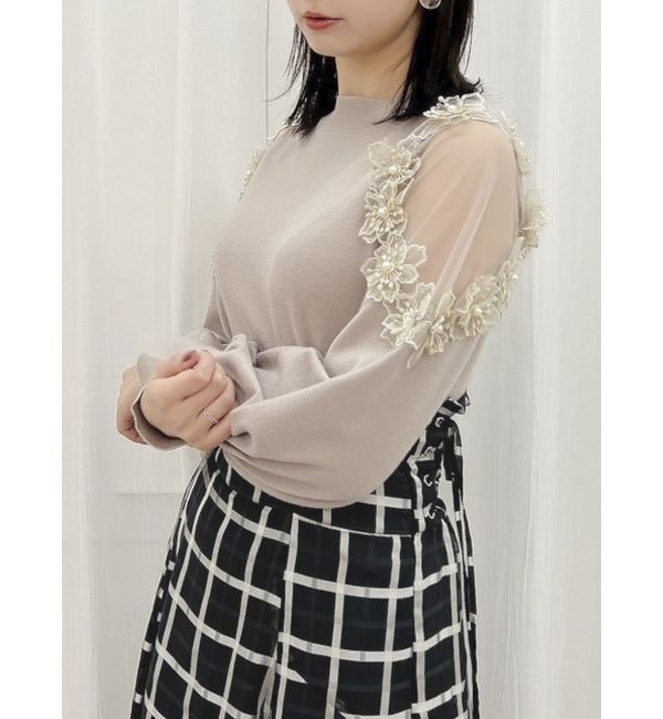 dazzlin「ショルダーフラワーニットプルオーバー」|ニット・セーター|ピンク